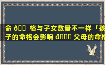 命 🐠 格与子女数量不一样「孩子的命格会影响 🍁 父母的命格吗」